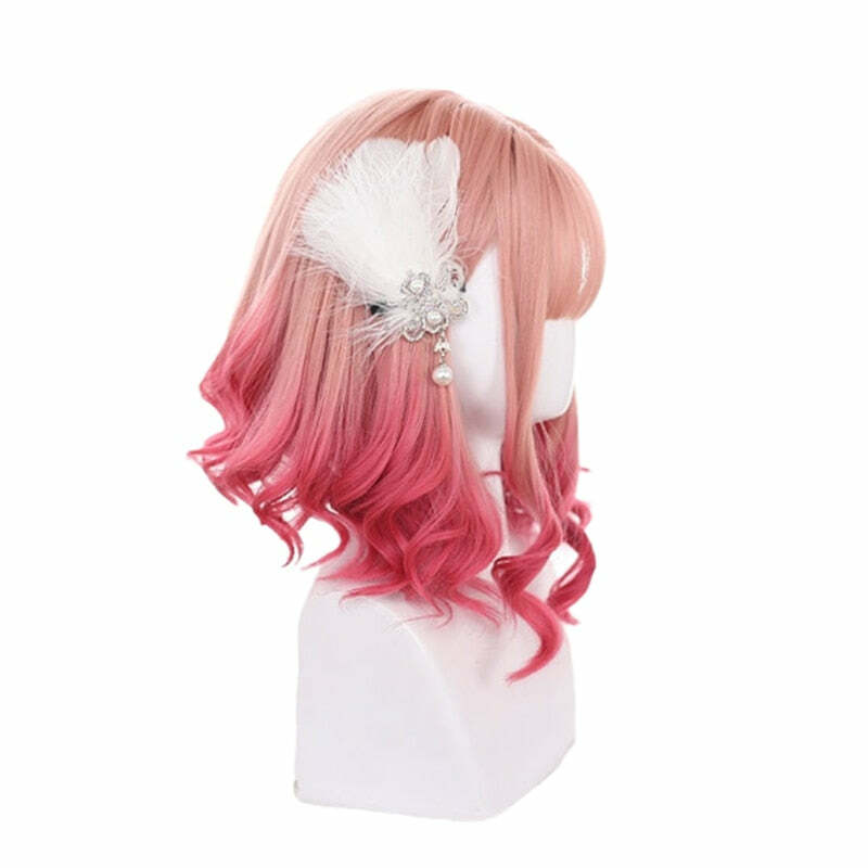 Pink Gradient Cosplay Wig - Y2K Summer, 90s Grunge, Retro Style, Pastel Goth, Y2K Party Outfits