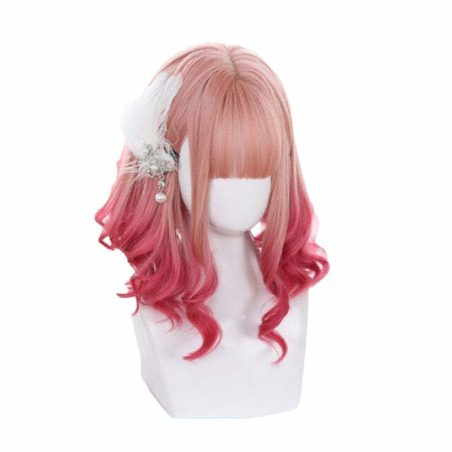 Pink Gradient Cosplay Wig - Y2K Summer, 90s Grunge, Retro Style, Pastel Goth, Y2K Party Outfits