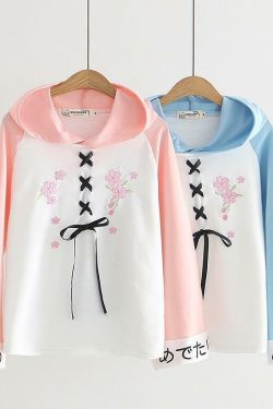 Pink Lace-Up Hoodie - Y2K Summer, 90s Grunge, Retro Style, Y2K Club & Party Outfits