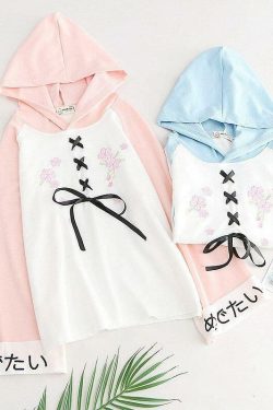 Pink Lace-Up Hoodie - Y2K Summer, 90s Grunge, Retro Style, Y2K Club & Party Outfits
