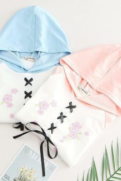 Pink Lace-Up Hoodie - Y2K Summer, 90s Grunge, Retro Style, Y2K Club & Party Outfits