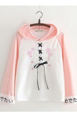 Pink Lace-Up Hoodie - Y2K Summer, 90s Grunge, Retro Style, Y2K Club & Party Outfits