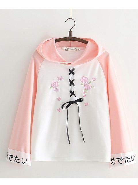 Pink Lace-Up Hoodie - Y2K Summer, 90s Grunge, Retro Style, Y2K Club & Party Outfits