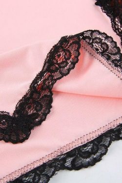 Pink Lace Mini Dress - Y2K Summer Outfit, 90s Fashion, Grunge, Retro Style, Y2K Party Look