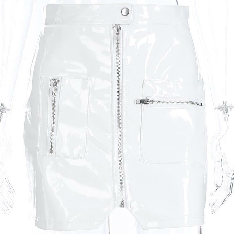 Pink Leather Mini Skirt - Y2K Summer, 90s Grunge, Retro Party, Pastel Goth, Y2K Club Outfit