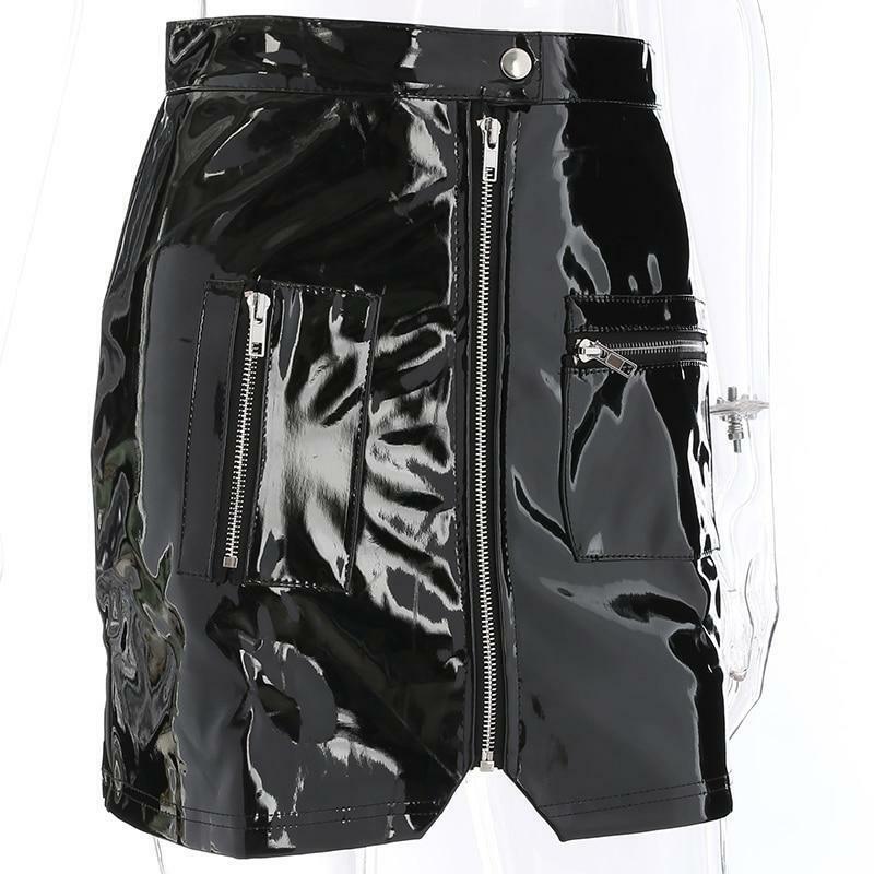 Pink Leather Mini Skirt - Y2K Summer, 90s Grunge, Retro Party, Pastel Goth, Y2K Club Outfit