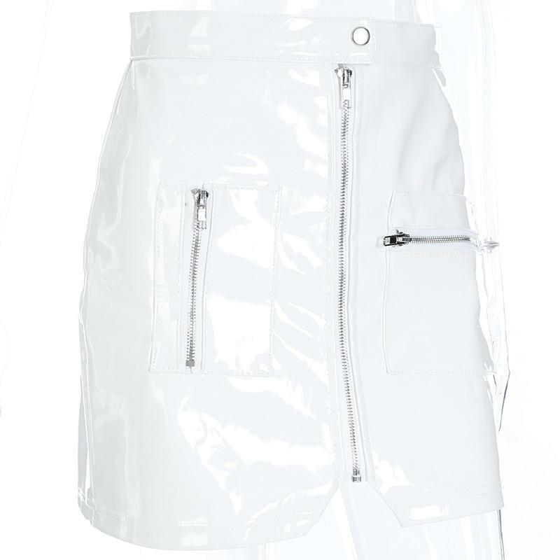 Pink Leather Mini Skirt - Y2K Summer, 90s Grunge, Retro Party, Pastel Goth, Y2K Club Outfit