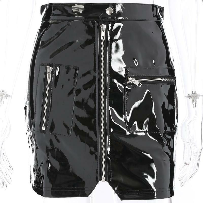 Pink Leather Mini Skirt - Y2K Summer, 90s Grunge, Retro Party, Pastel Goth, Y2K Club Outfit