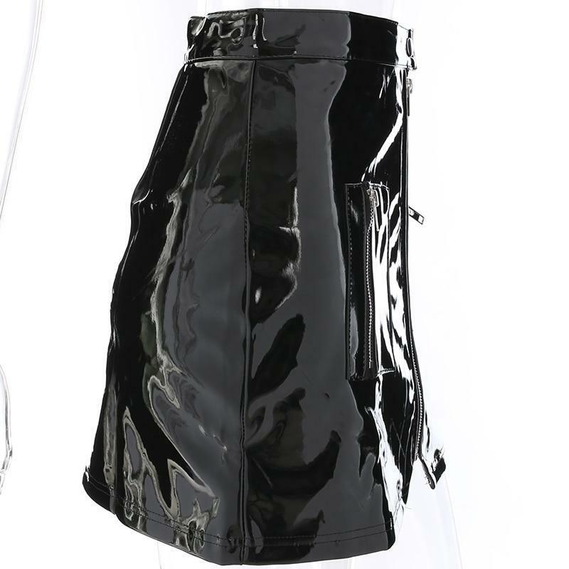 Pink Leather Mini Skirt - Y2K Summer, 90s Grunge, Retro Party, Pastel Goth, Y2K Club Outfit