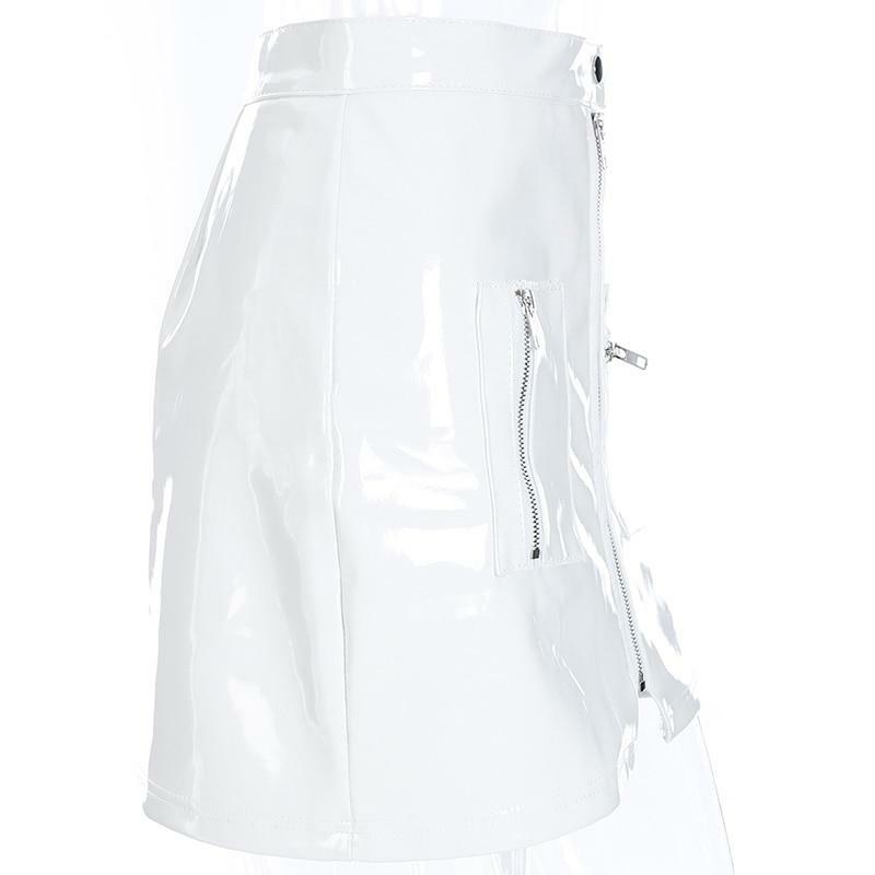 Pink Leather Mini Skirt - Y2K Summer, 90s Grunge, Retro Party, Pastel Goth, Y2K Club Outfit