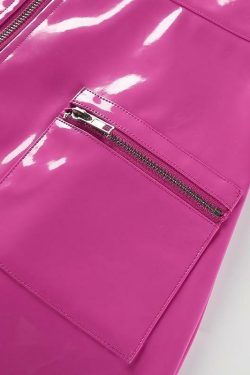Pink Leather Mini Skirt - Y2K Summer, 90s Grunge, Retro Party, Pastel Goth, Y2K Club Outfit