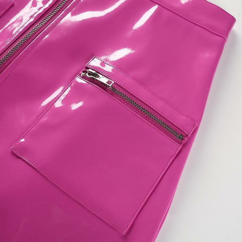Pink Leather Mini Skirt - Y2K Summer, 90s Grunge, Retro Party, Pastel Goth, Y2K Club Outfit