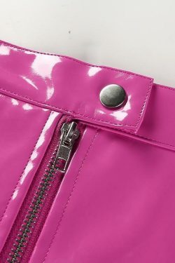Pink Leather Mini Skirt - Y2K Summer, 90s Grunge, Retro Party, Pastel Goth, Y2K Club Outfit