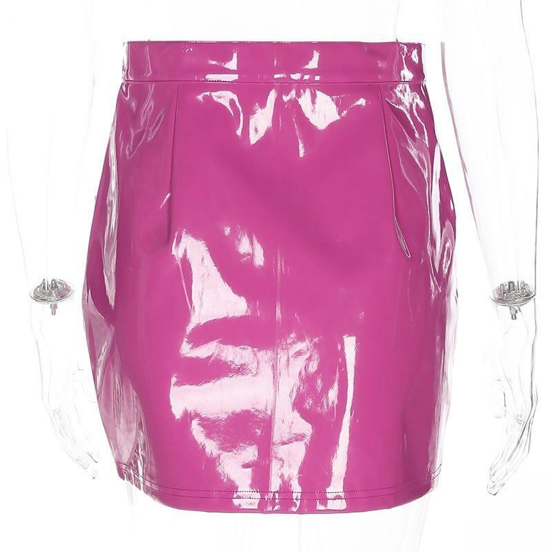 Pink Leather Mini Skirt - Y2K Summer, 90s Grunge, Retro Party, Pastel Goth, Y2K Club Outfit