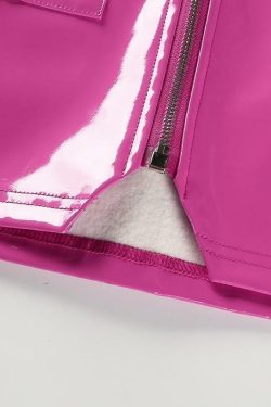 Pink Leather Mini Skirt - Y2K Summer, 90s Grunge, Retro Party, Pastel Goth, Y2K Club Outfit