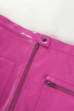 Pink Leather Mini Skirt - Y2K Summer, 90s Grunge, Retro Party, Pastel Goth, Y2K Club Outfit