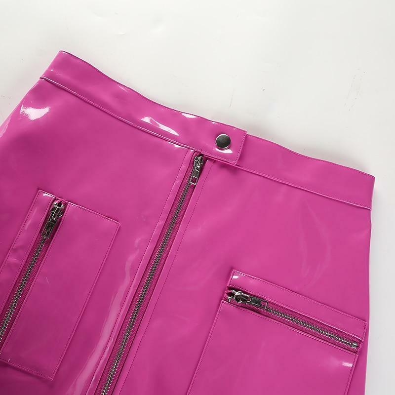 Pink Leather Mini Skirt - Y2K Summer, 90s Grunge, Retro Party, Pastel Goth, Y2K Club Outfit