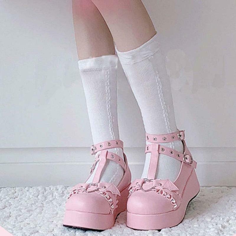 Pink Mary Janes Lolita Shoes - Y2K Summer, 90s Grunge, Retro Goth, Pastel Goth, Y2K Party