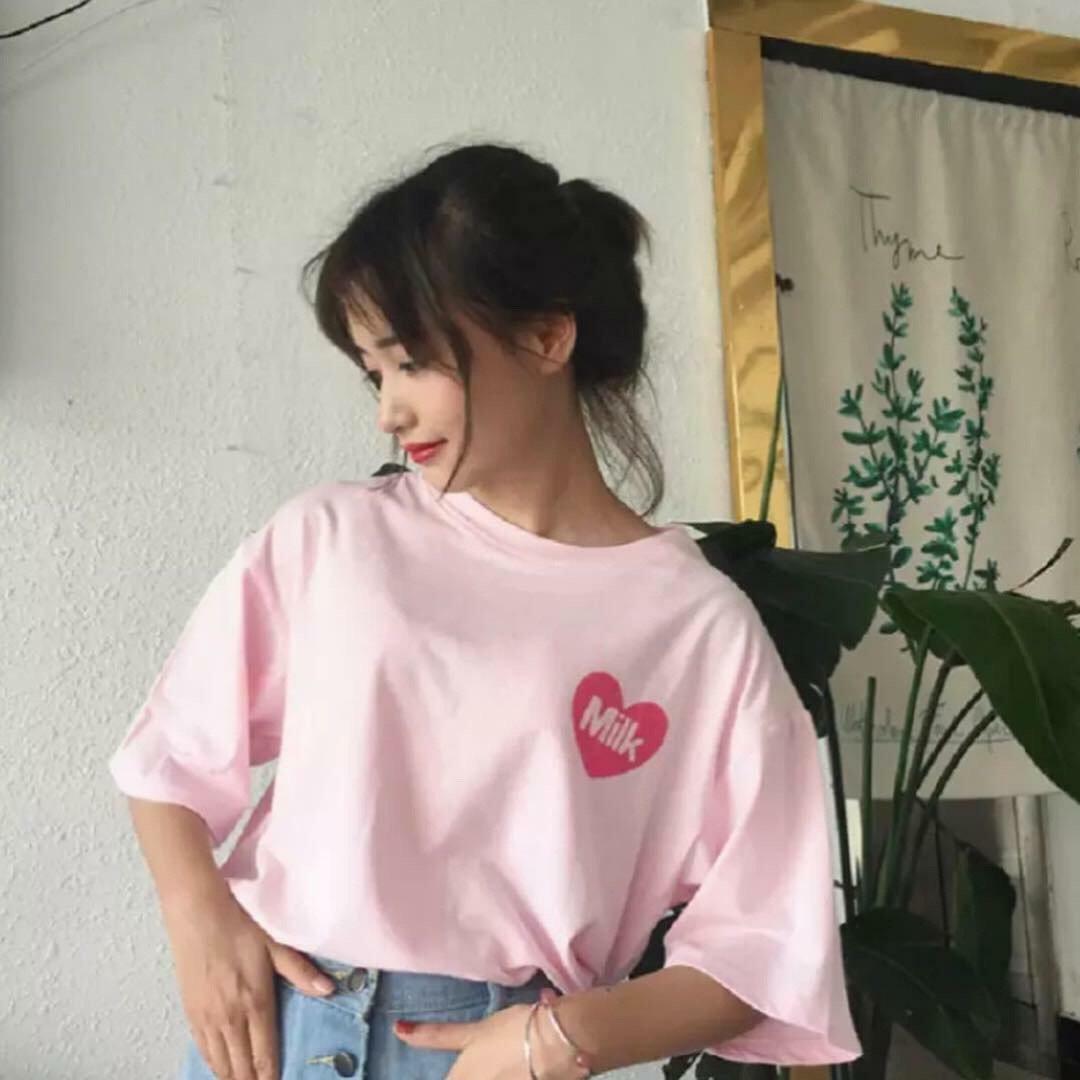 Pink Milk Loose T-Shirt - Y2K Summer Grunge, 90s Retro, Pastel Goth, Y2K Party Outfit