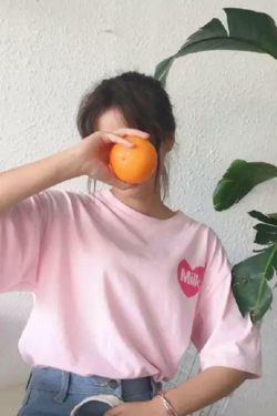 Pink Milk Loose T-Shirt - Y2K Summer Grunge, 90s Retro, Pastel Goth, Y2K Party Outfit