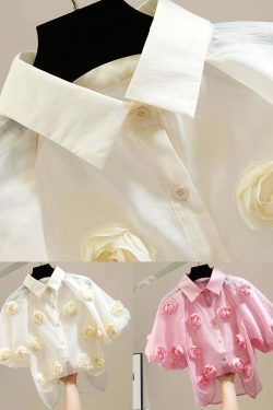 Pink Patchwork Tulle Blouse with Peter Pan Collar - Y2K Summer, 90s Fashion, Grunge Outfits