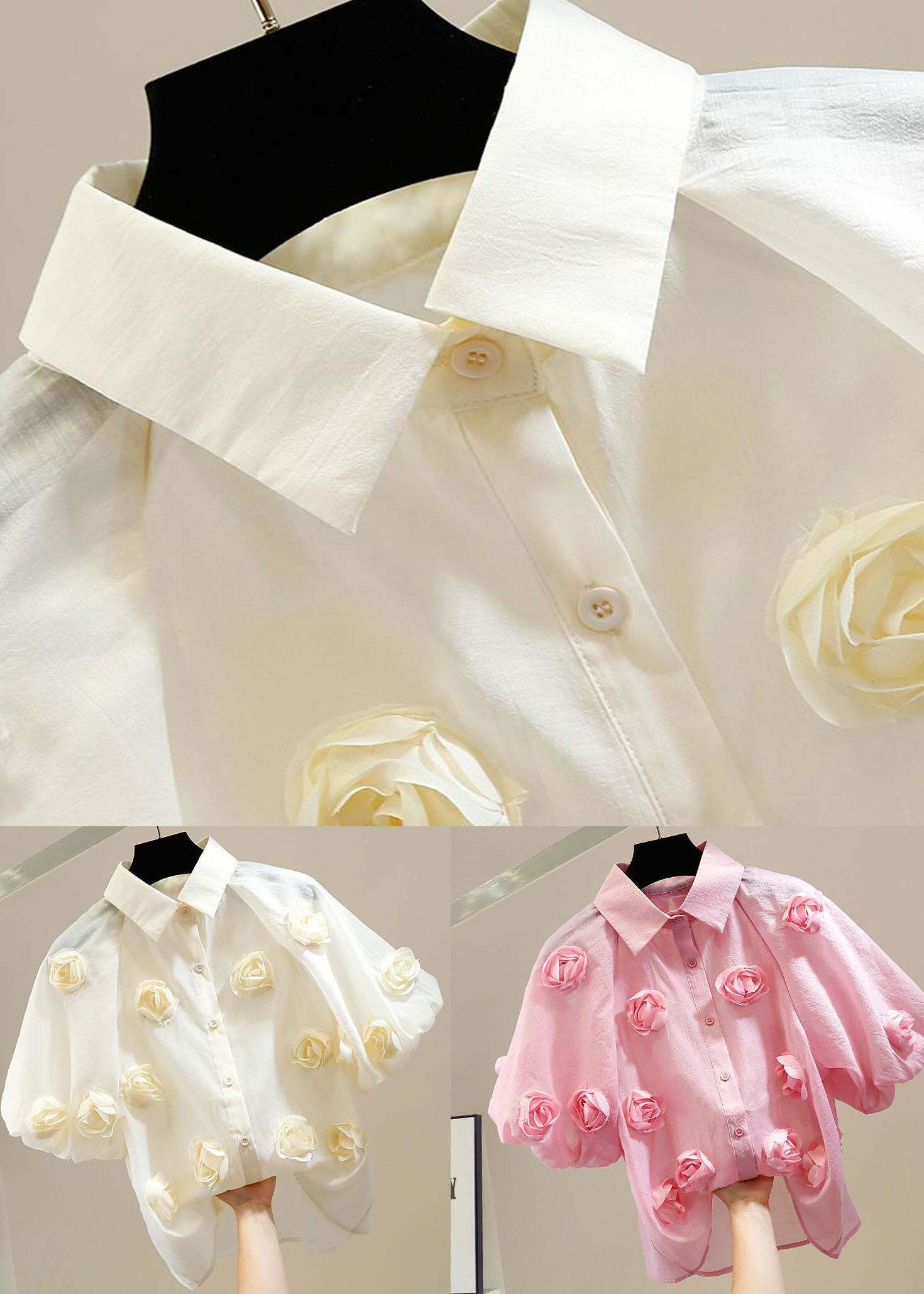 Pink Patchwork Tulle Blouse with Peter Pan Collar - Y2K Summer, 90s Fashion, Grunge Outfits