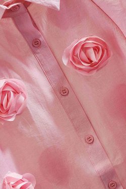 Pink Patchwork Tulle Blouse with Peter Pan Collar - Y2K Summer, 90s Fashion, Grunge Outfits