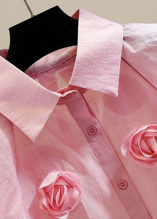 Pink Patchwork Tulle Blouse with Peter Pan Collar - Y2K Summer, 90s Fashion, Grunge Outfits