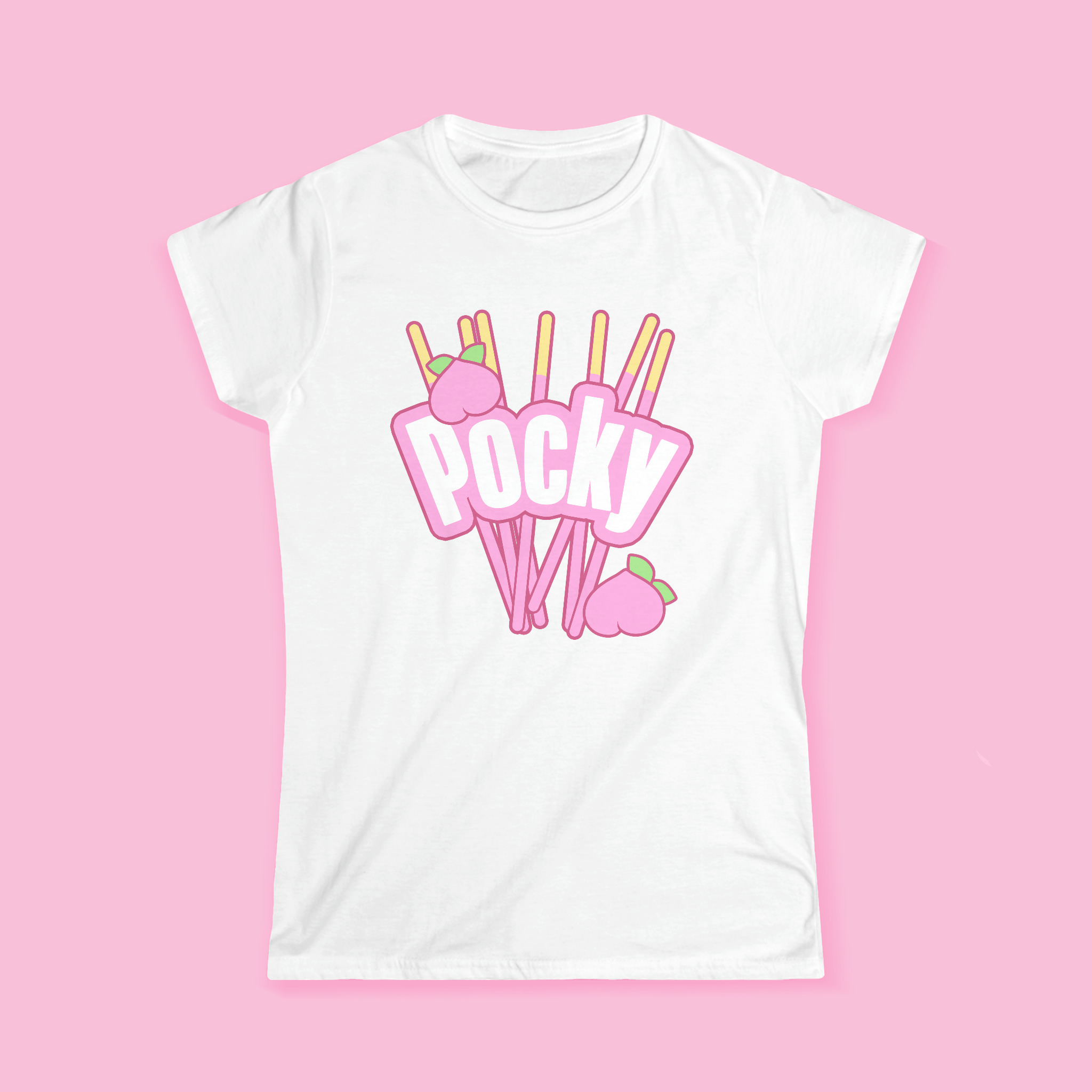 Pink Peach Pocky Girly T-Shirt - Y2K Summer, 90s Fashion, Grunge, Retro, Pastel Goth, Pop