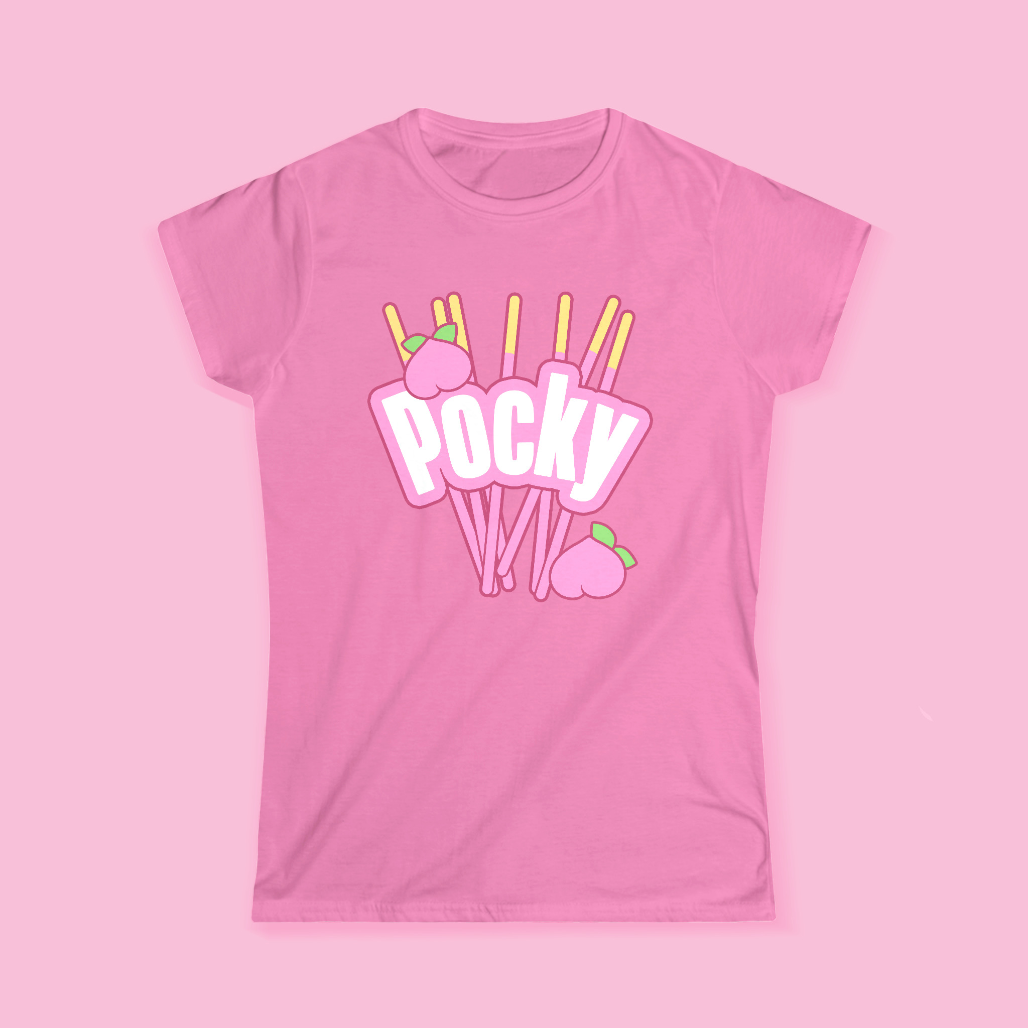 Pink Peach Pocky Girly T-Shirt - Y2K Summer, 90s Fashion, Grunge, Retro, Pastel Goth, Pop