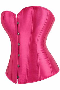 Pink Strawberry Gothic Y2K Overbust Corset - Retro 90s Grunge Summer Party Outfit