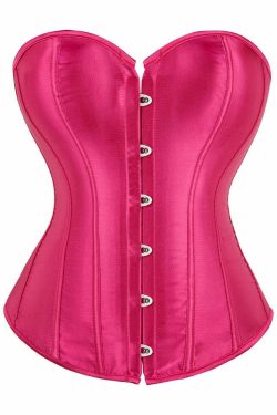 Pink Strawberry Gothic Y2K Overbust Corset - Retro 90s Grunge Summer Party Outfit
