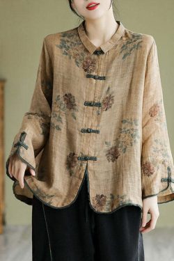 Plus Size Y2K Grunge Peter Pan Collar Print Button Shirt - Retro 90s Fall Fashion