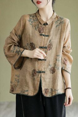 Plus Size Y2K Grunge Peter Pan Collar Print Button Shirt - Retro 90s Fall Fashion