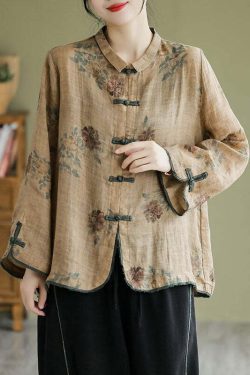 Plus Size Y2K Grunge Peter Pan Collar Print Button Shirt - Retro 90s Fall Fashion
