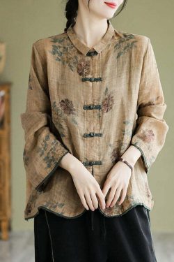 Plus Size Y2K Grunge Peter Pan Collar Print Button Shirt - Retro 90s Fall Fashion
