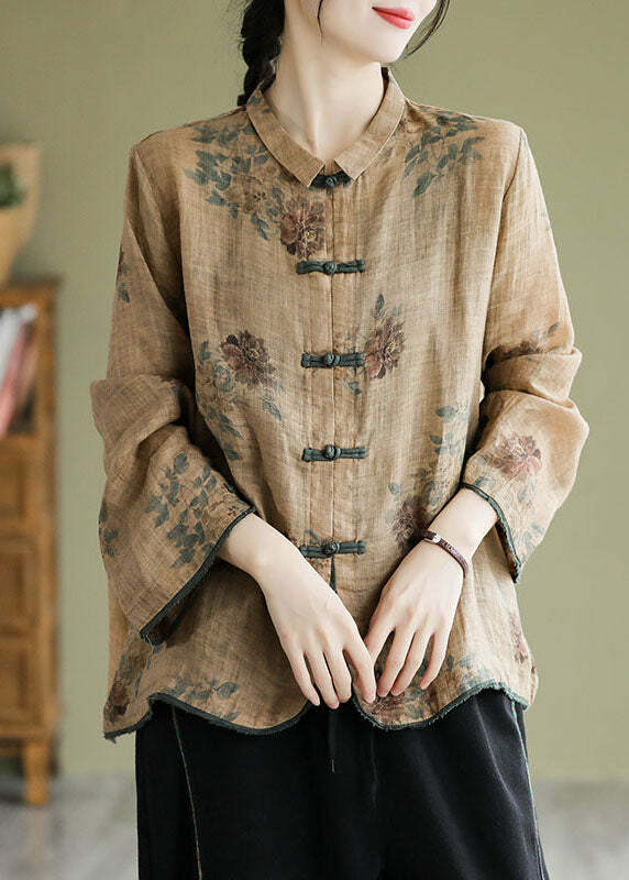 Plus Size Y2K Grunge Peter Pan Collar Print Button Shirt - Retro 90s Fall Fashion