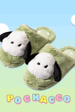 Pochacco Fluffy House Slippers - MINISO x SANRIO | Y2K & 90s Fashion, Grunge, Retro, Past