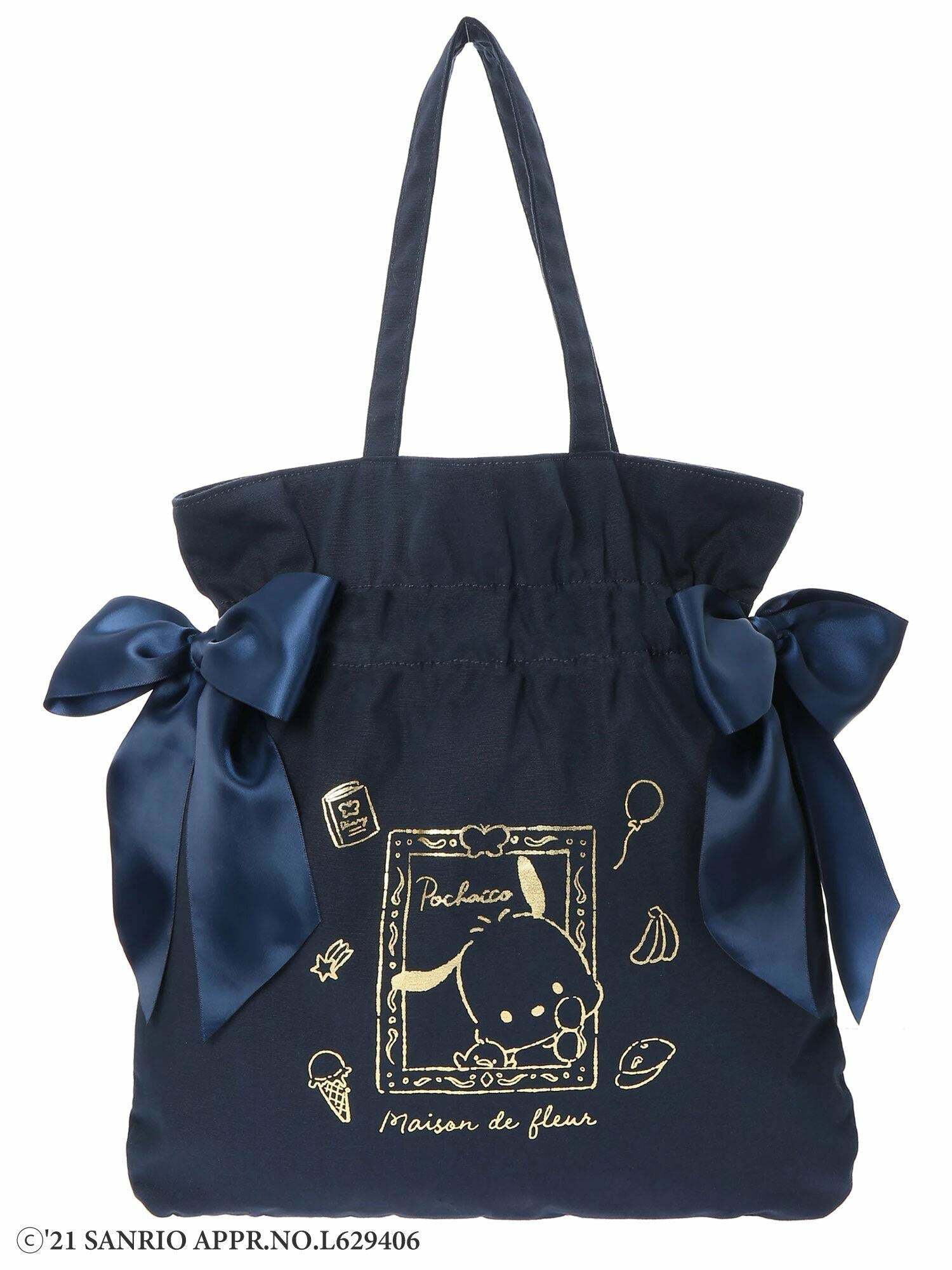Pochacco x Maison de FLEUR SANRIO Ribbon Tote Bag - Y2K Grunge 90s Retro Gingham Inner