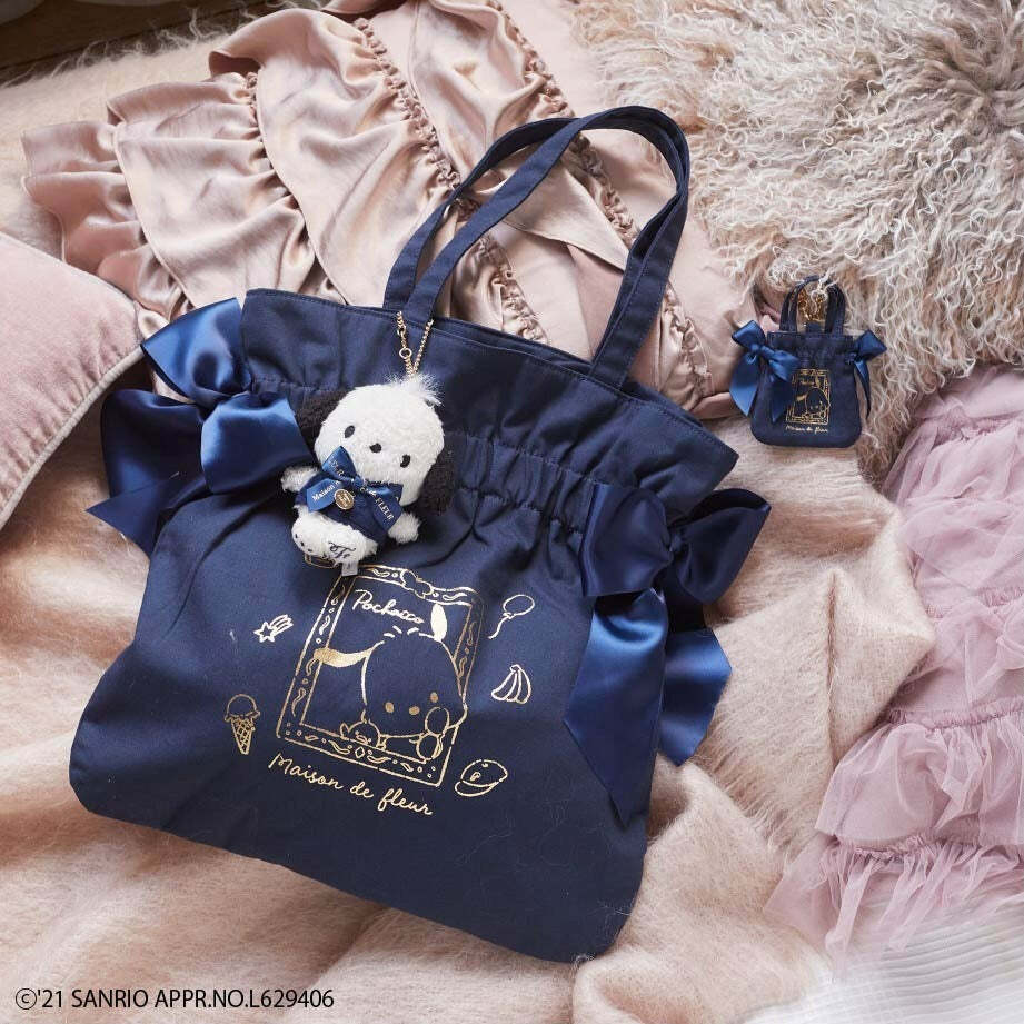 Pochacco x Maison de FLEUR SANRIO Ribbon Tote Bag - Y2K Grunge 90s Retro Gingham Inner