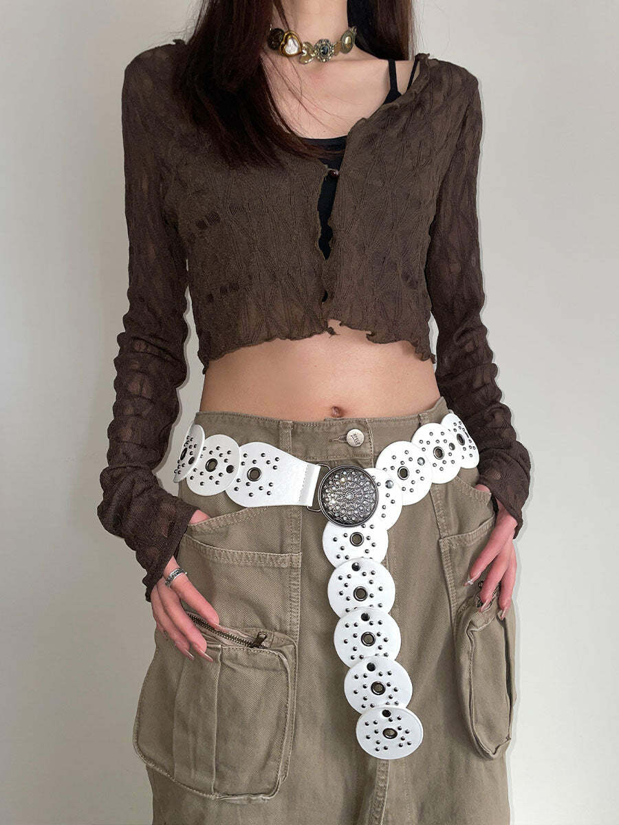 Polina Retro Belt - Y2K Summer Grunge 90s Fashion, Y2K Club Outfits, Y2K Popstar Style