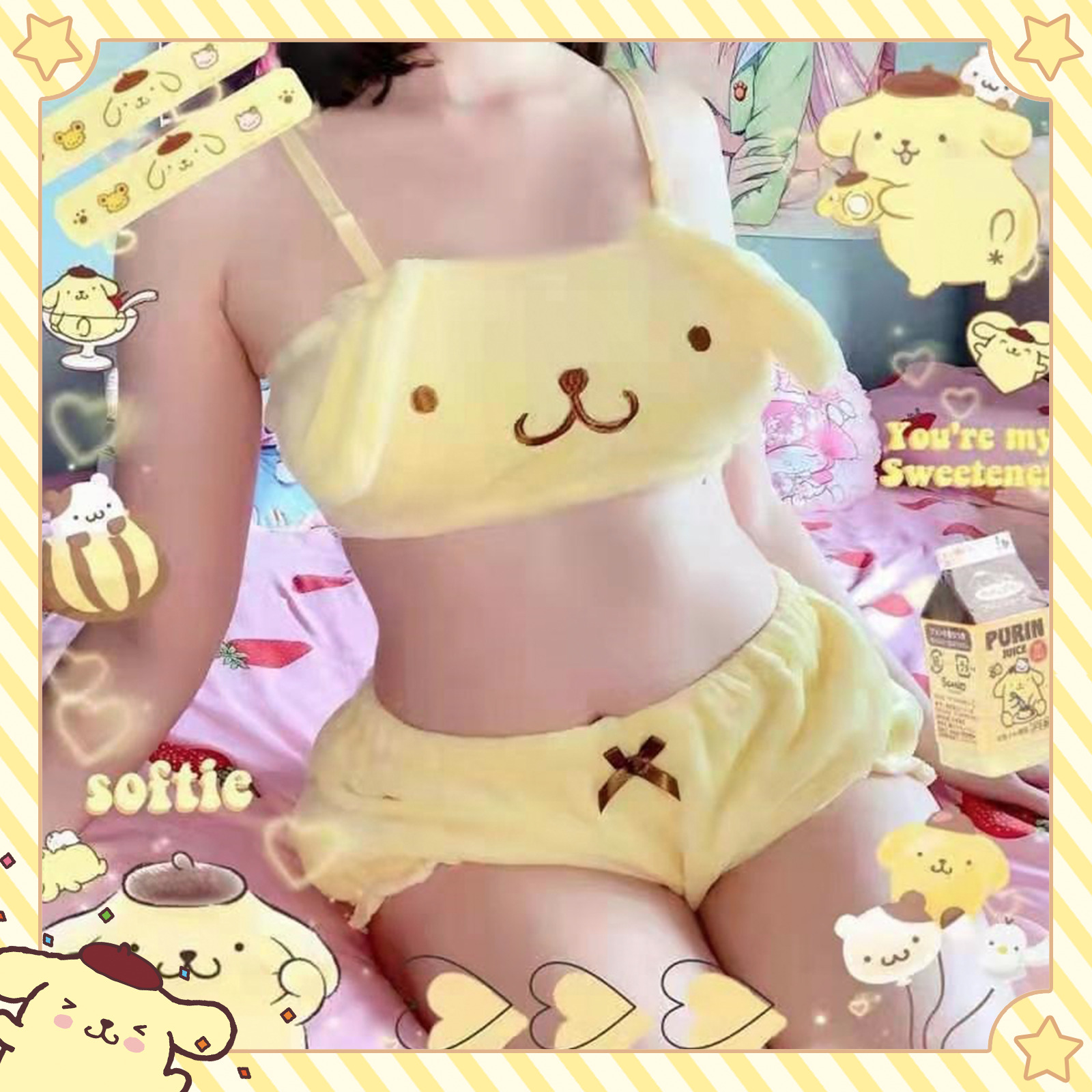 PomPomPurin Y2K Lingerie Set - Retro 90s Grunge, Summer Outfits, and Pastel Goth Fashion