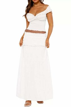 Pranavi Y2K Two Piece Maxi Skirt Set - 90s Grunge Summer Outfit, Retro Fashion, Pastel Goth