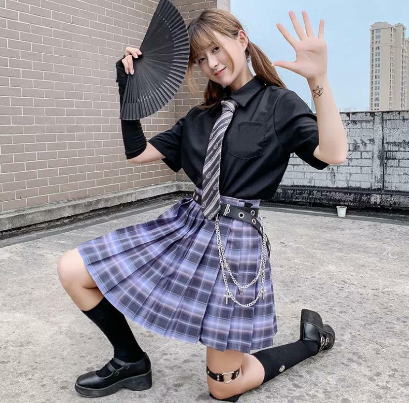 Preppa Pleated Kawaii Skirt - Y2K Summer, 90s Grunge, Retro, Pastel Goth, Y2K Party