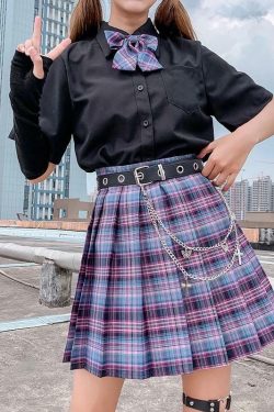 Preppa Pleated Kawaii Skirt - Y2K Summer, 90s Grunge, Retro, Pastel Goth, Y2K Party