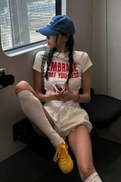 Prestyn Casual Shorts - Y2K Summer Grunge Outfit, 90s Fashion, Retro Style, Y2K Club & Party Look