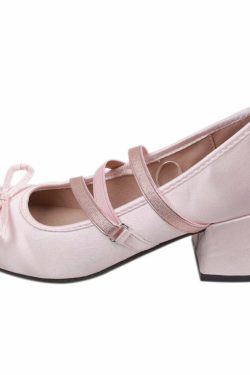 Pretty Dollette Ballet Pink Shoes - Y2K Summer, 90s Fashion, Grunge, Retro, Pastel Goth, Y2K Pop