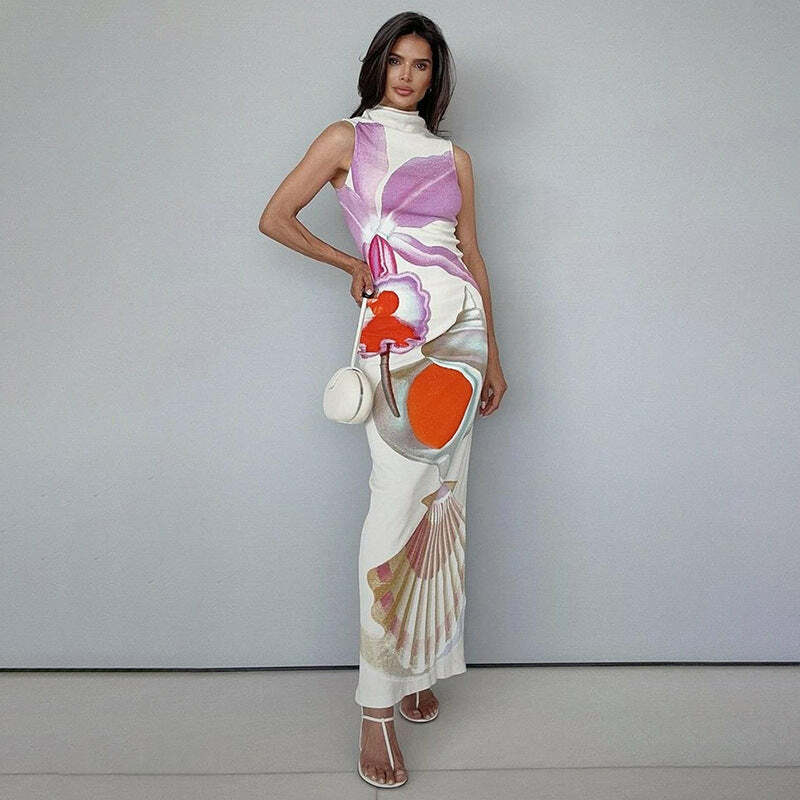 Promyse Printed Maxi Dress - Y2K Summer, 90s Grunge, Retro Style, Y2K Party & Club Outfits