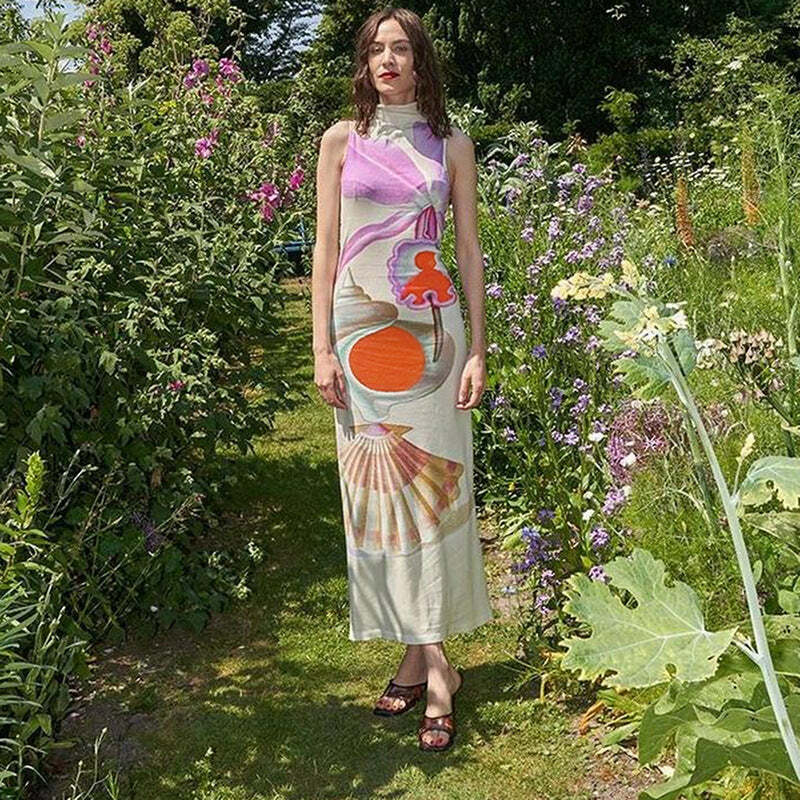 Promyse Printed Maxi Dress - Y2K Summer, 90s Grunge, Retro Style, Y2K Party & Club Outfits