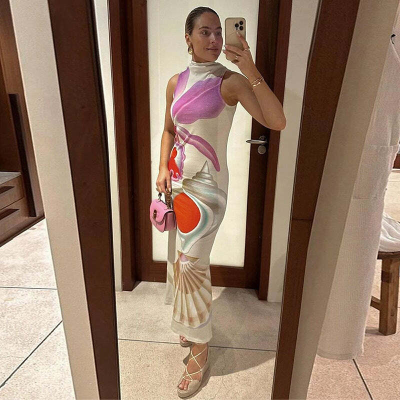 Promyse Printed Maxi Dress - Y2K Summer, 90s Grunge, Retro Style, Y2K Party & Club Outfits